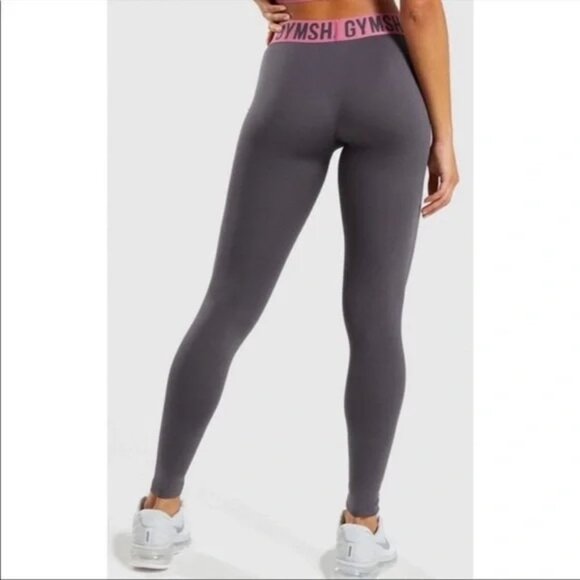 GymShark Leggings Charcoal Grey/Burgundy size Small - Picture 2 of 7